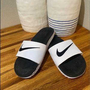 White Nike Slides